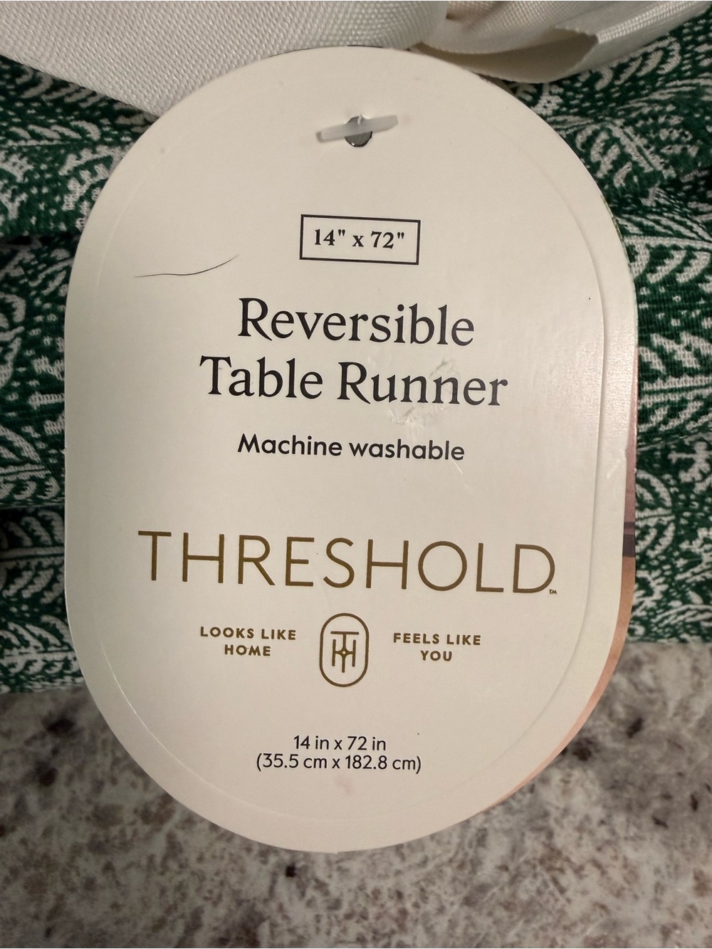 2️⃣🍃Threshold Green and White Reversible Table Runner Set of two - Picture 4 of 7